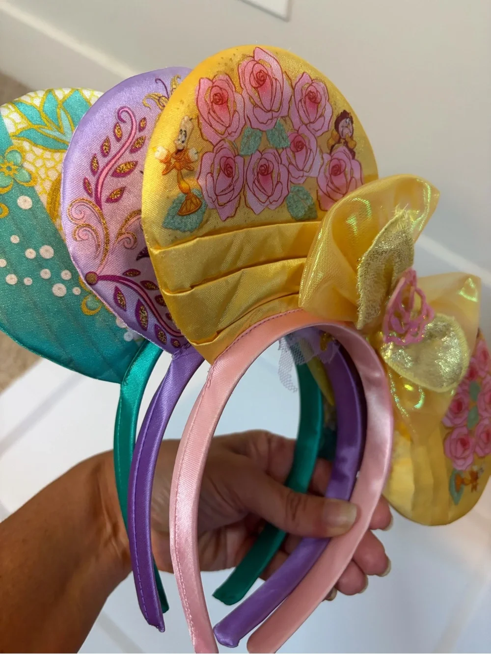 Disney Girls Decorative Mouse Ear Headbands Belle, Rapunzel, Jasmine